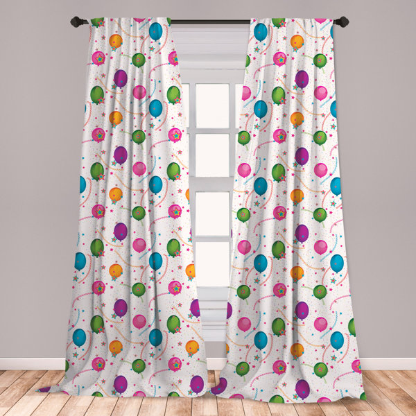East Urban Home Ambesonne Birthday 2 Panel Curtain Set, Vibrant Colored